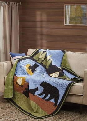 Bella-50 Virah Bella 842131136285 Quilted Throw Blanket By X 60 Bear Lake Primitive Lightweight