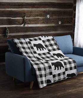 Dqt690 Virah Bella Quilted Throw Blanket 50 X 60 Buffalo Plaid Black Primitive Lightweight Qu