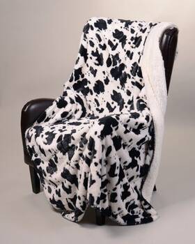 Dtr1017 Virah Bella Cow Skin Faux Fur Sherpa Throw Blanket - 50 Inch X70