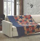 Dqt669 Virah Bella Mountain Cabin Blue Lightweight Quilted Throw Blanket 50inchx60inch