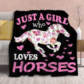 Virudhaka 362457412793 Horse Blanket Gift For Girls Women Plush-just A Girl Who Loves Horses Comfy T