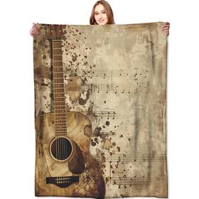 874724fcghvk Vodrm Vintage Guitar Blanket Music Notes Retro Throw Blanketsbirthday Gifts For Women