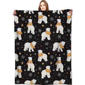 Kl89f8se79fgedf Vodrm White Polar Bear Winter Blanket Peace On Earth Black Throw Blanketsgifts For Kid
