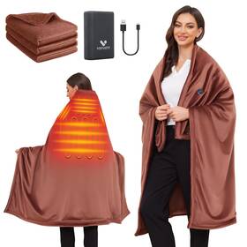 Vofuoti Max 942215051986 Electric Heated Blanket Battery Operated 20000mah Cordless Shawl For N