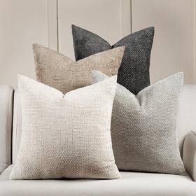 Zt066bzzhongxingpk4 Volcanics Boho Throw Pillow Covers 18x18 Set Of 4 Neutral Chenille Decorativ