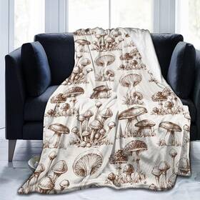 Voohddy 726084501072 Vintage Mushroom Blanket Soft Blankets Flannel Bed Throw Cozy Lightweight Plush