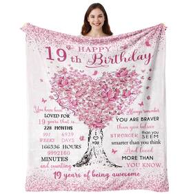 22361 Vuinezo 19th Birthday Gifts For Girls Blanket 50x60 Inch Throw Bedding Present 19 Yr