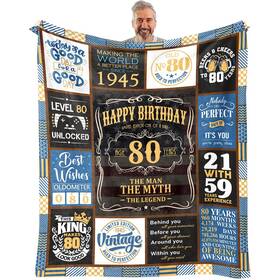 Vxdrzgt 758387547433 80th Birthday Blanket 60 X 50 Inch Gifts Men 80 Year Old