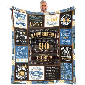 Vxdrzgt 758387547464 90th Birthday Blanket 60 X 50 Inch - Gifts For Men 90