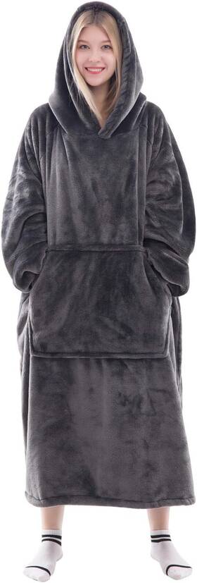 Hgbk623 Waitu Wearable Blanket Sweatshirt Gifts For Women And Men Adult Dark Gray