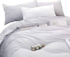 A0156-bt3-q Wake In Cloud - Striped Cotton Duvet Cover Set Ticking Queen Gray White