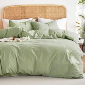 A1112-bt3-k Wake In Cloud J - Cotton Duvet Cover Set King Size Sage Green