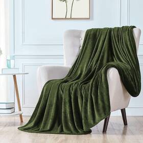Walensee 705353685941 Fleece Blanket Plush Throw Fuzzy Lightweight Twin Size 60x80 Olive Gre