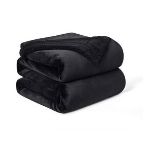 Walensee 716955222830 Sherpa Fleece Blanket Twin Size 60 Inch X80 Black Plush Throw Fuzzy Super