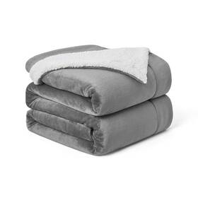 Walensee 716955228139 Sherpa Fleece Blanket Queen Size 90 Inch X90 Grey Plush Throw Gray Fuzzy Super