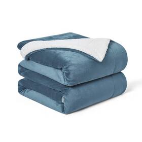 Walensee 716955256811 Sherpa Fleece Blanket King Size 108 Inch X90 Slate Blue Plush Throw Fu