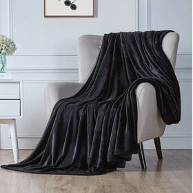 Walensee 791390080900 Fleece Blanket Plush Throw Fuzzy Lightweight Size 50x60 Black Super S