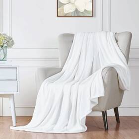 Walensee 791390081471 Fleece Blanket Plush Throw Fuzzy Lightweight Queen Size 90x90 White Super Soft M