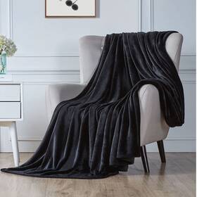 Walensee 791391781073 Fleece Blanket Plush Throw Fuzzy Lightweight Queen Size 90x90 Black Super S