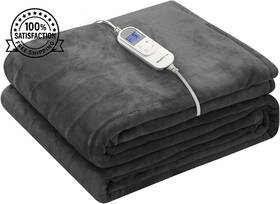Wapaneus 705353875755 Heated Blanket Electric 72 Inch X 84 With 10 Heating Levels Auto-shut Off Dark Grey