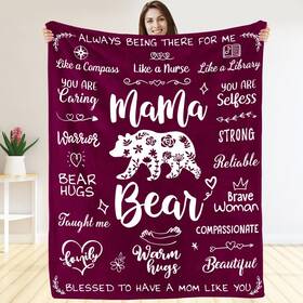 Warmstorey 017609644658 Gift For Mom Blanket From Daughter Son Or Children Mama Bear Bla
