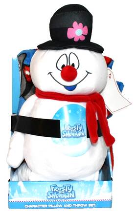 2008852-8856 Warner Brothers Entertainment Inc. Nip Character Pillow Frosty The Snowman 13 Inch Plush And Throw Blanket Set 40 X50