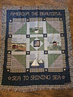 Warren Kimble 725734254153 America The Beautiful Tapestry Throw Blanket Quilt Look 50 Inch X 60