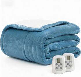 Wato Ft 753763810361 Heated Electric Blanket Queen Size 84 Inch X90 Anti-static Flannel And Sherpa Heatin