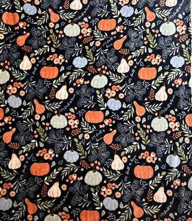 Way To Celebrate 190714636531 Fall Gourds And Pumpkins Velvet Plush Throw Blanket Navy Blue 50x60