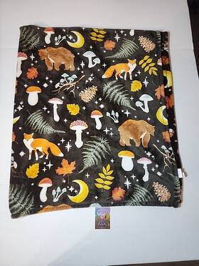 Way To Celebrate 190714636548 Throw Blanket Fall Plush Harvest Mushrooms Fox Bear Autumn Leaves 50x60
