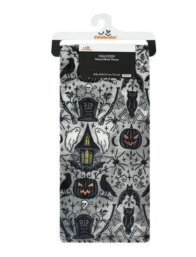 Way To Celebrate 197502032728 Halloween Spooky Plush Throw Blanket 50 Inch X 60 Gray