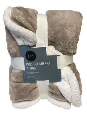 Wayland Square 050428370704 Plush And Sherpa Throw Luxurious Comfort - Beige/white New