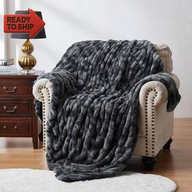 Wdcozy 445028740706 Ruched Faux Fur Throw Blanket Soft Cozy Fluffy Luxurious Blankets Couch