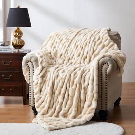 Lola-ca-5060 Wdcozy Ruched Faux Fur Throw Blanket Soft Cozy Fluffy Luxurious Blankets Couch Bed S