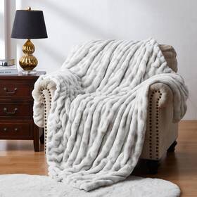 Lola-mg-5060 Wdcozy Ruched Faux Fur Throw Blanket Soft Cozy Fluffy Luxurious Blankets Couch B