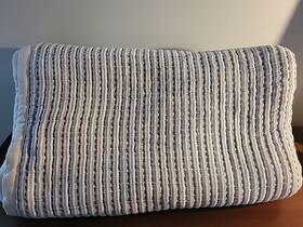 9578343 West Elm Double Cloth Reversible Blanket Blue Stripe Full/queen