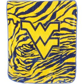 West Virgina Mountaineers Raschel Throw Blanket 50inch X 60inch Blue