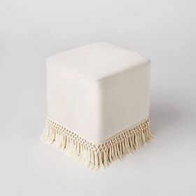 84674312 Westchester Fringe Cube Light Beige Velvet Threshold Designed With Studio