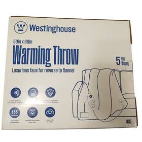 Westinghouse 313055172128 Heated Throw Blanket Luxurious Faux Fur / Flannel Grey 50 Inch X 60