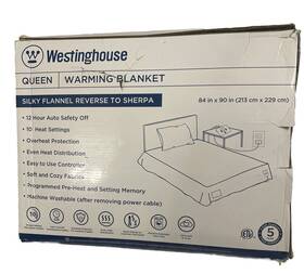 Westinghouse 810045671192 Heated Blanket Queen Soft Flannel To Sherpa 10 Settings Cream