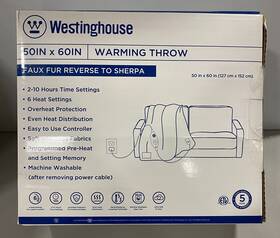 Westinghouse 810045672274 Heated Blanket Throw Electric With 6 Heating Levels 50 Inch X60