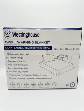 Ca-hf62-charcoal Westinghouse Twin Warming Heated Blanket Silky Flannel Reversable Sherpa 62 Inch X84