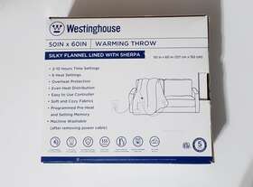 Wh-hsf50-grey Westinghouse Heated Blanket Warming Throw 50 Inch X60 Silky Flannel Lined Sherpa Gre