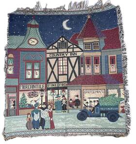 Weston 095955102312 Christmas Holiday Woven Throw Blanket 50 Inch X 60 Vintage 1990s