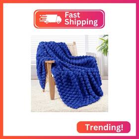 Wf-gt5060-bl Whale Flotilla Throw Blanket For Couch With Jacquard Pattern Fuzzy Soft Cozy Ex