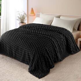 Wf-gt90104-bk Whale Flotilla King Size Blanket For Bed With Jacquard Pattern Fuzzy Soft Cozy Exquisite Bl