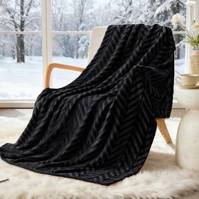 Wf-wx5060-hs Whale Flotilla Flannel Fleece Throw Blanket Couch Sofa Bed Lightweight Plush Black 50x60 Inch