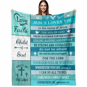 Jes31 Whasnrt Christian Gifts For Women Faith Jesus Loves You Throw Blanket 60 Inch X