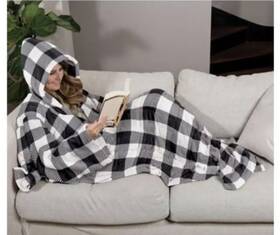 White 681827992800 Ella Jayne Wearable Weighted Snuggle Blanket Black/white - Gently Used