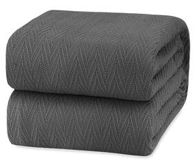 410gsm White Classic 061028392077 Queen Size Blanket For Bed 100% Cotton Blankets Soft And Breathable Waf